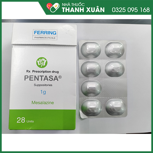 Pentasa Suppository 1g điều trị viêm đường tiêu hóa